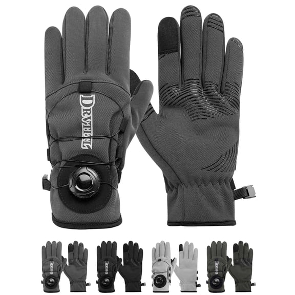 Deago Winter Waterproof Thermal Gloves for Men, Cold Weather Windproof Ski Snow Gloves with Touchscreen Fingers & Adjustable Knob for Running Cycling Hiking Driving (Dark Gray)