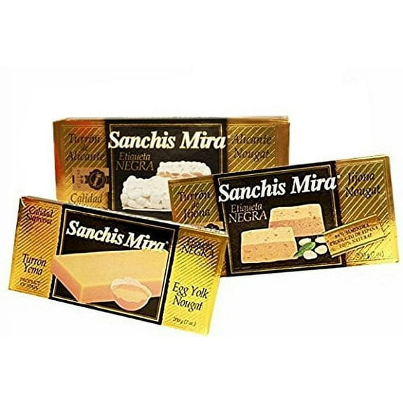 Sanchis Mira Turron Combo Pack 1 Jijona, 1 Alicante, 1 Yema . Pack of 3