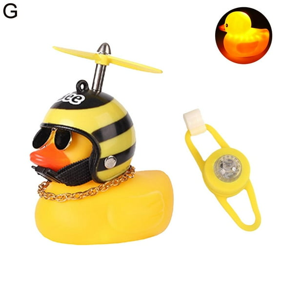 Little bee vibration light + fixing belt - bicycle style little yellow duck car ornaments on the car Douyin same social network celebrity helmet motorcycle outer wind-breaking duck car dec