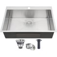 thumbnail image 1 of Gunmetal  Kitchen Sink Topmount Drop in Stainless Steel Single Bowl Kitchen Gauge Extra-Thick Modern Bar Prep RV Laundry Sinks with Dish Grid and Basket Strainer, 1 of 6