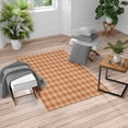 thumbnail image 1 of Plaid Turkish Area Rug, Lumberjack Fashion Buffalo Checks Pattern Retro Style Grid Composition, Carpet for Living Room Decor with Distressed Look, 5.2' X 7.6', Beige and Persian Orange, by Ambesonne, 1 of 4