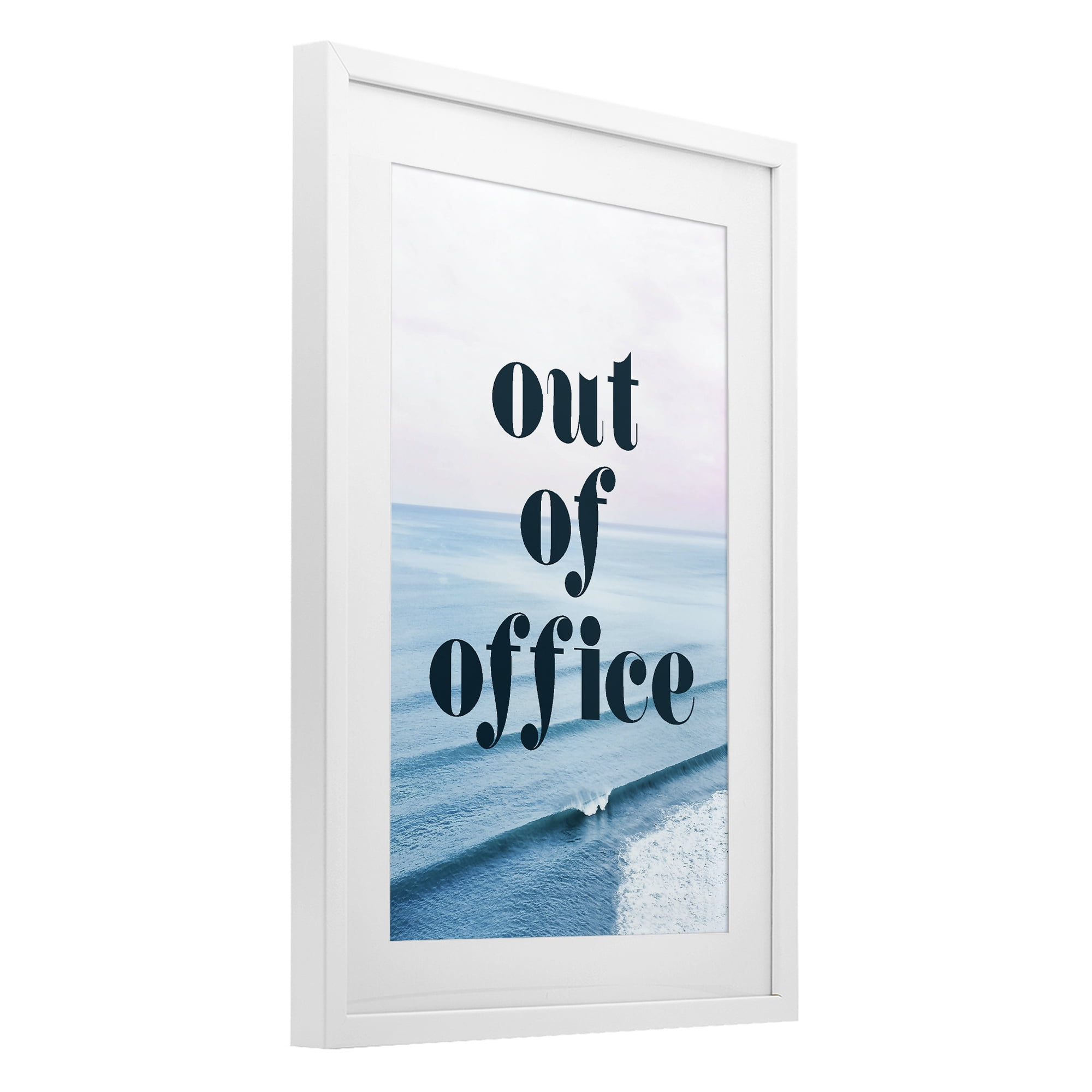 Out of Office Ocean Waves White Framed Print Under Glass, design by Lil' Rue