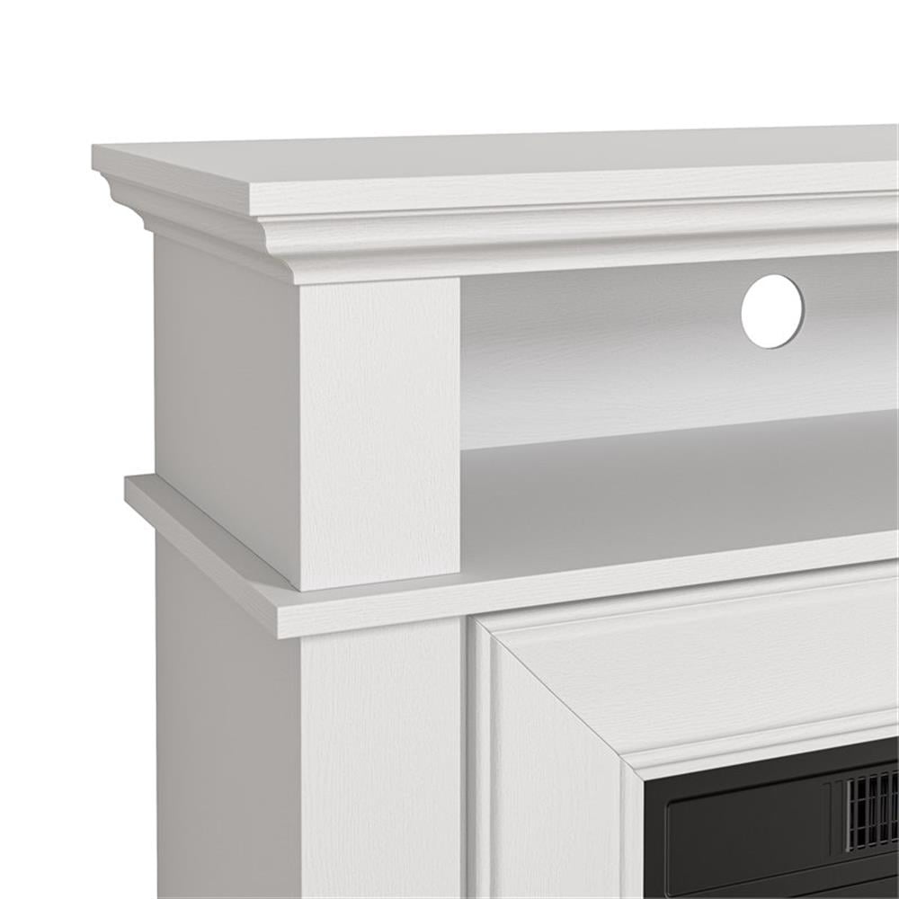 Maklaine Wood White Electric Fireplace Rectangular Adjustable LED Flames 36" Unassembled
