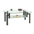 thumbnail image 3 of 2-Tier Glass Coffee Table, Rectangle Open Shelf Coffee Accent Table, Living Room Table with Glass Shelf, Large Storage Space Cocktail Table, Center Table with Wooden Legs for Home Office, B1258, 3 of 9