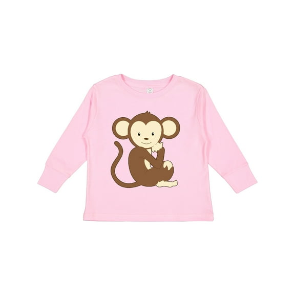 Inktastic Monkey Thinking Boys or Girls Long Sleeve Toddler T-Shirt