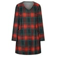 thumbnail image 5 of Leesechin Womens Flannel Shirts Long Sleeve Fashion Causal Pocket Lattice V-neck Dress, 5 of 7