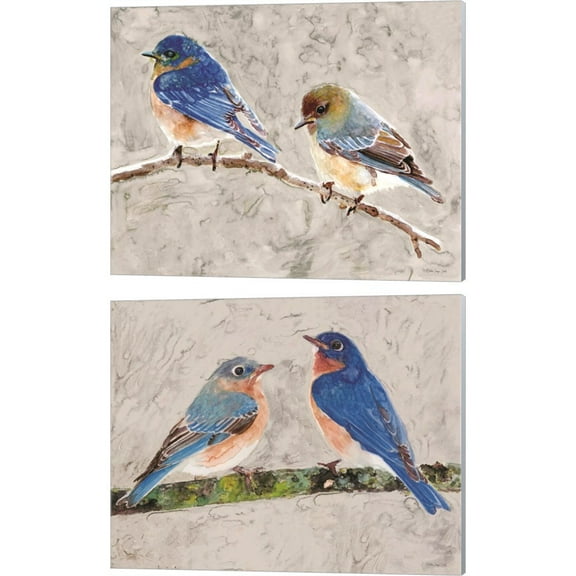 Great Art Now Eastern Bluebirds by Stellar Design Studio 2 Piece Canvas Art Set Each 15"W x 12"H