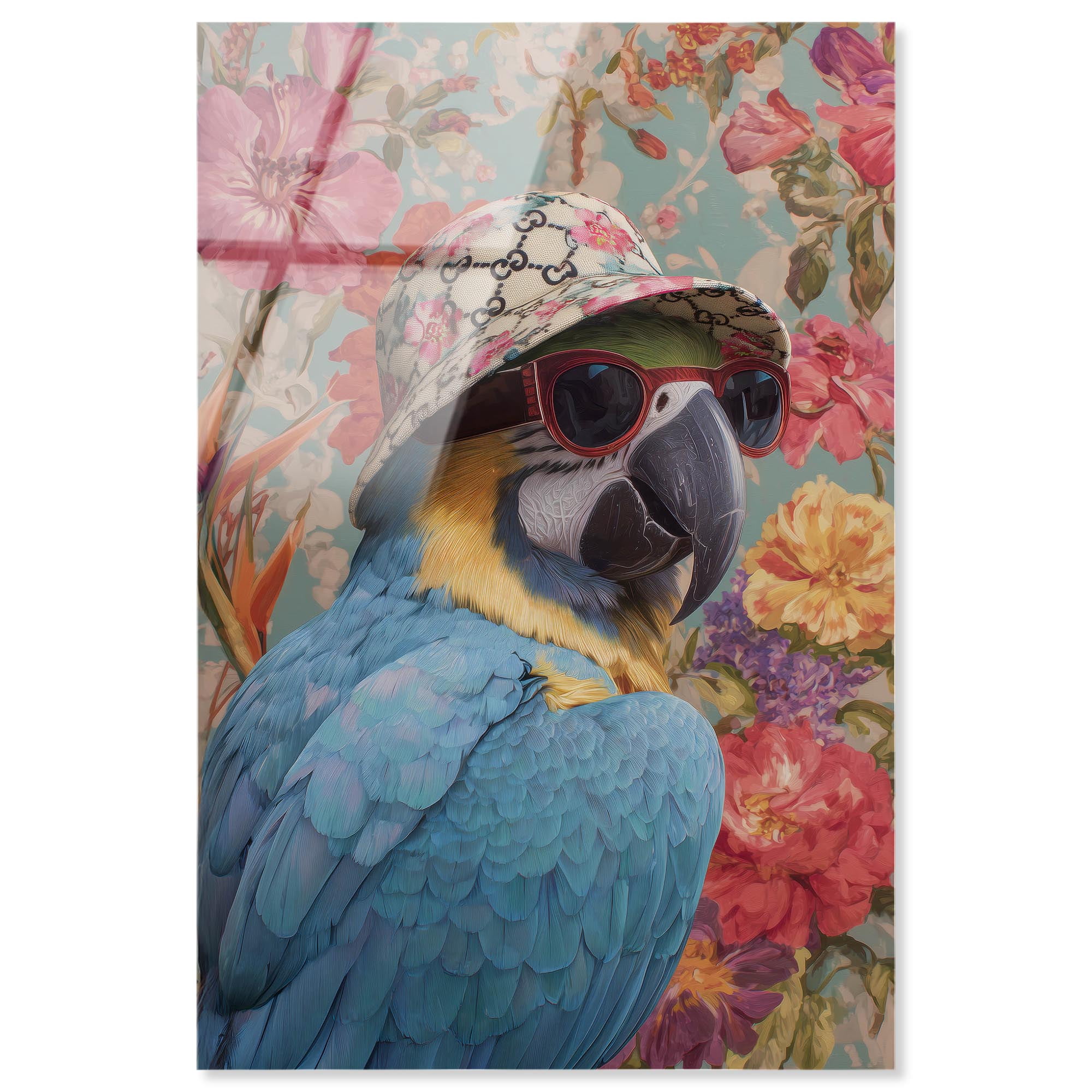 Floral Glam Parrot Acrylic Print Pets Wall Art by Art Remedy, Ready to Hang, 10 x 15