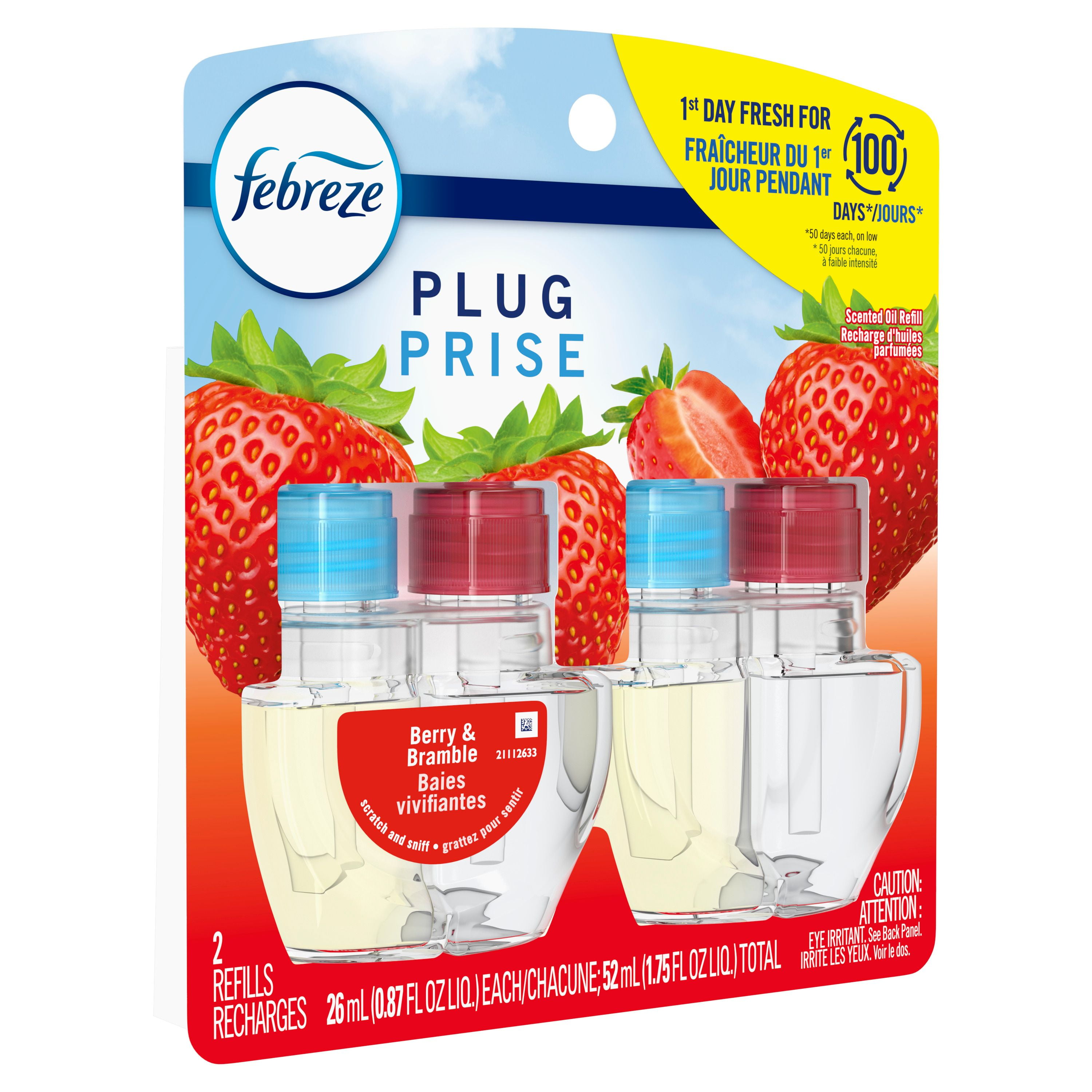 Febreze Plug In Air Freshener, Odor-Fighting Scented Oil Refill, Berry & Bramble, 2 Refills