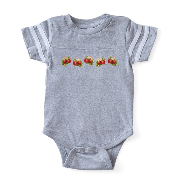 CafePress - Row Of Retro Strawberries - Cute Infant Baby Football Bodysuit