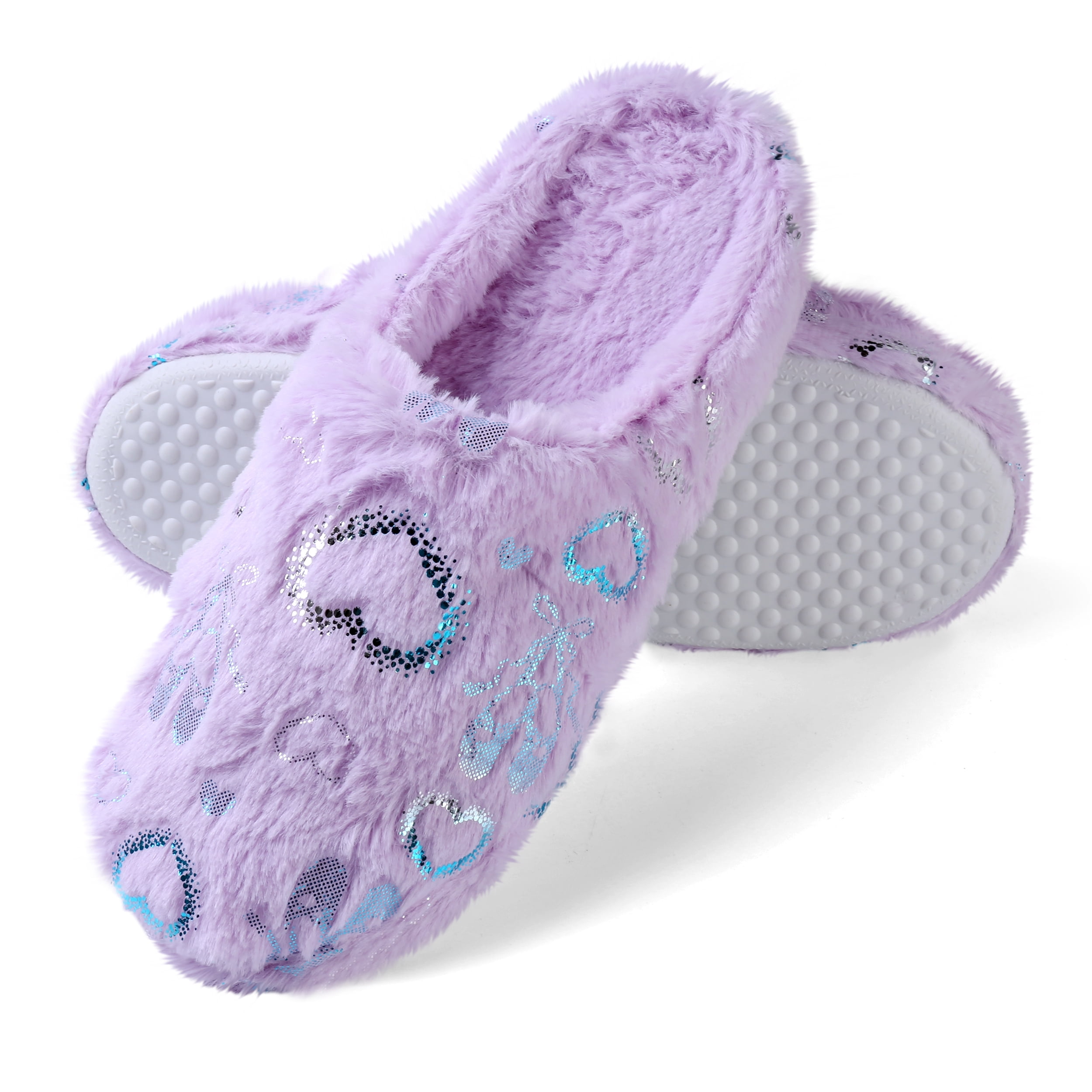 Love Heart Memory Foam Slip-On Indoor Spa Slippers for Women – Plush, Cozy, Non-Slip Sole, Heart Design