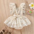thumbnail image 4 of NOLDARES Infant Baby Girl Basic Ruffle Short Sleeve Cotton Romper Bodysuit Tops Clothes Cute Toddler Outfits for Girls(Khaki,18-24 Months), 4 of 6