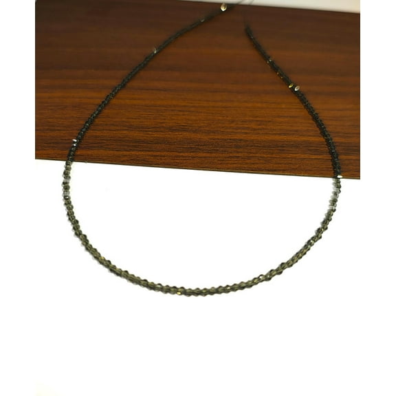 ROYALGEMSTONE Gemstone Beaded Necklace, Glass Beads 2 mm Micro Faceted Round Beads Necklace, Minimalist Jewelry