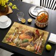 thumbnail image 4 of Fall Placemats Set of 4, Thanksgiving Country Harvest Pumpkins Cardinal Washable Wipeable Table Mats for Dining Tables, Indoor Outdoor Kitchen Place Mats for Holiday Party Table Decor, 4 of 9