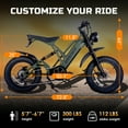 thumbnail image 6 of Terrosor 52V 1000W Electric Bike，20" x 4.0 Fat Tire 43 Miles Range Hydraulic Disc Brakes 9-Speed Torque Sensor LCD Display 28MPH E-Bike Brown, 6 of 7