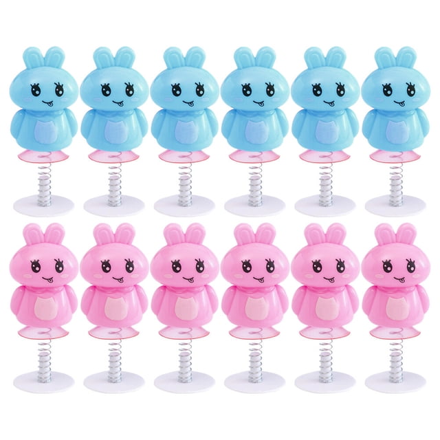 CIMAXIC Adorable Rabbit Spring Toys for Kids Made of ABS Plastic in Assorted Colors 12 Pieces,2.95"X1.18"X1.18"