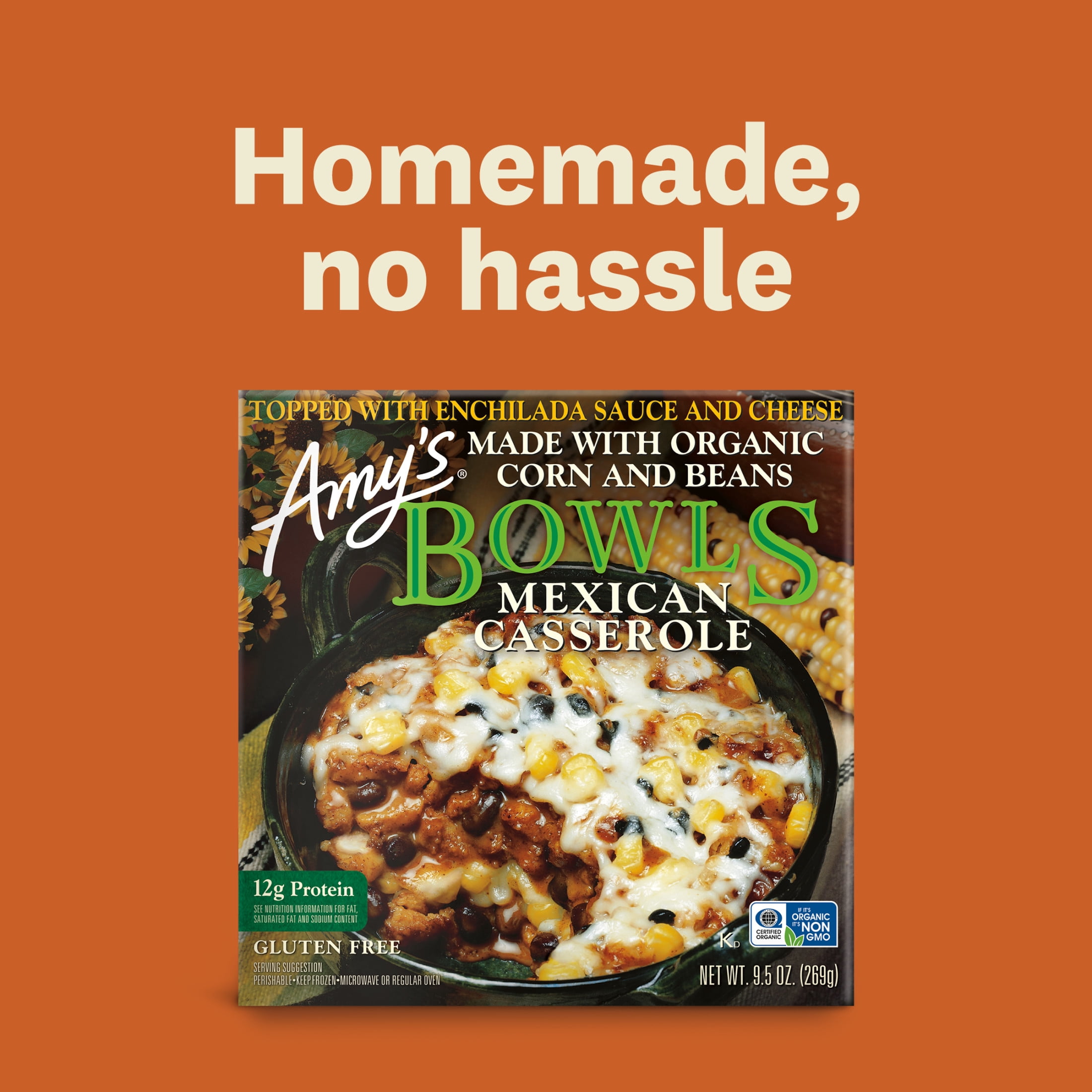 Amy's Frozen Meals, Mexican Casserole Bowl, Microwave Meals, 9.5 oz