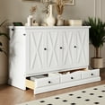thumbnail image 4 of Euroco Lit Escamotable Double en Bois avec Tiroirs et Station de Recharge USB, Armoire Convertible pour Adultes, Blanc, 4 of 22