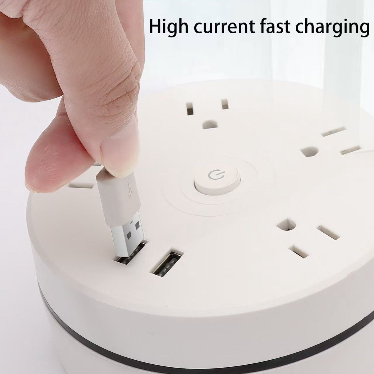 WEDAN Compact USB Desktop Power Strip - 4-Spaced AC Outlets & Dual USB Ports with 5.2Ft Adjustable Cord, Multi-Device Charging Hub for Home/Office/Travel (Overload Protection)