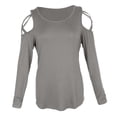 thumbnail image 4 of Camiseta Mujeres Strappy Fruncido Tops Ajuste Flojo Suave Cómoda Elegante Sensación L Hugo blusa tops hombro frío, 4 of 10