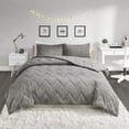 thumbnail image 3 of Home Essence Apartment Jasper Solid Chevron Quilted Reversible Microfiber to Cozy Plush Comforter Mini Set, Full/Queen, Grey, 3 of 6