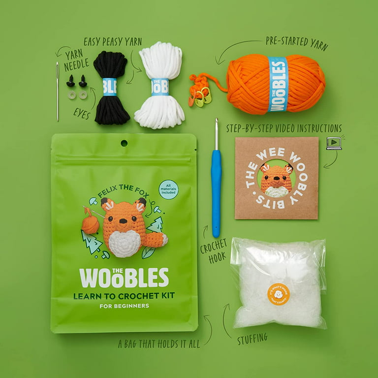 Woobles Crochet Kit For Beginners Crochet Stuffed Animal Kit Knitting Kit  With Easy Peasy Yarn Beginner Animal DIY Animal Crafts