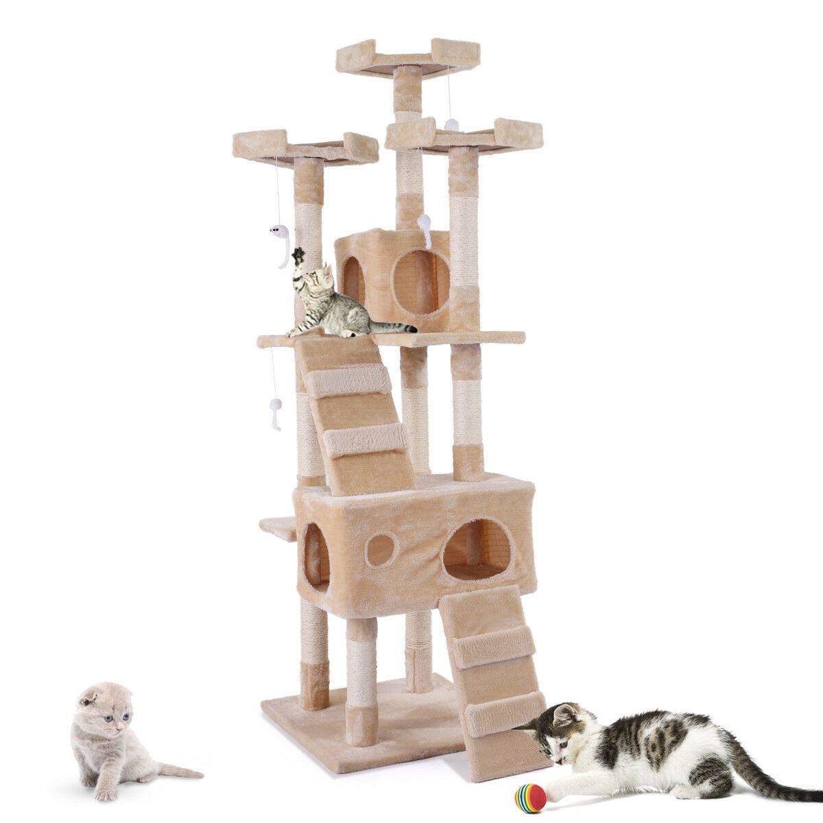 Lowestbest 67" Large Cat Tree, Cat Condo with Sisal-Covered Scratching Post, Big Multi-Level Cats Tower Furniture - for Kittens Pets Climb Scratch House Play Beige Lowestbest 67" Large Cat Tree, Cat Condo with Sisal-Covered Scratching Post, Big Multi-Level Cats Tower Furniture - for Kittens Pets Climb Scratch House Play Beige