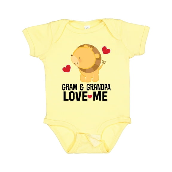Inktastic Gram and Grandpa Love Me Grandchild Lion Boys Baby Bodysuit