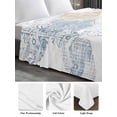 thumbnail image 6 of Blue Beige Floral California King Size Flat Sheet, Wrinkleproof & Fadeproof Cooling Flat Bed Sheet Only, Vintage Smear Abstract Art Breathable Soft Bedding Top Sheets 108 x 98 Inches, 6 of 8
