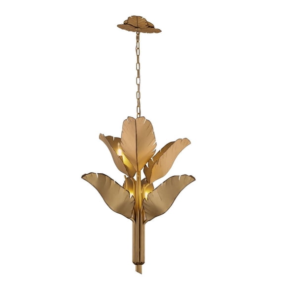 901C06GO Varaluz Lighting Banana Leaf - 6 Light 2-Tier Chandelier-Gold Finish    -Traditional Installation
