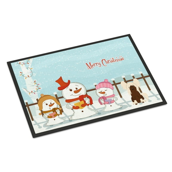 Carolines Treasures Merry Christmas Carolers Chinese Crested Cream Door Mat Indoor Rug or Outdoor Welcome Mat 24x36