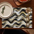 thumbnail image 5 of Black Marble Gold Wave Pattern Summer Placemats Table Placemats Set Of 4-Linen Kitchen Washable Placemats Table Mats 11.8"x17.7" Non-Slip Heat Resistant, 5 of 6