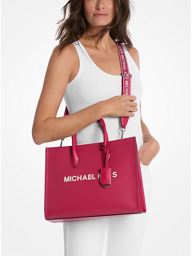 Michael Kors Outlet Mirella Medium Pebbled Leather Tote Bag - Dark
