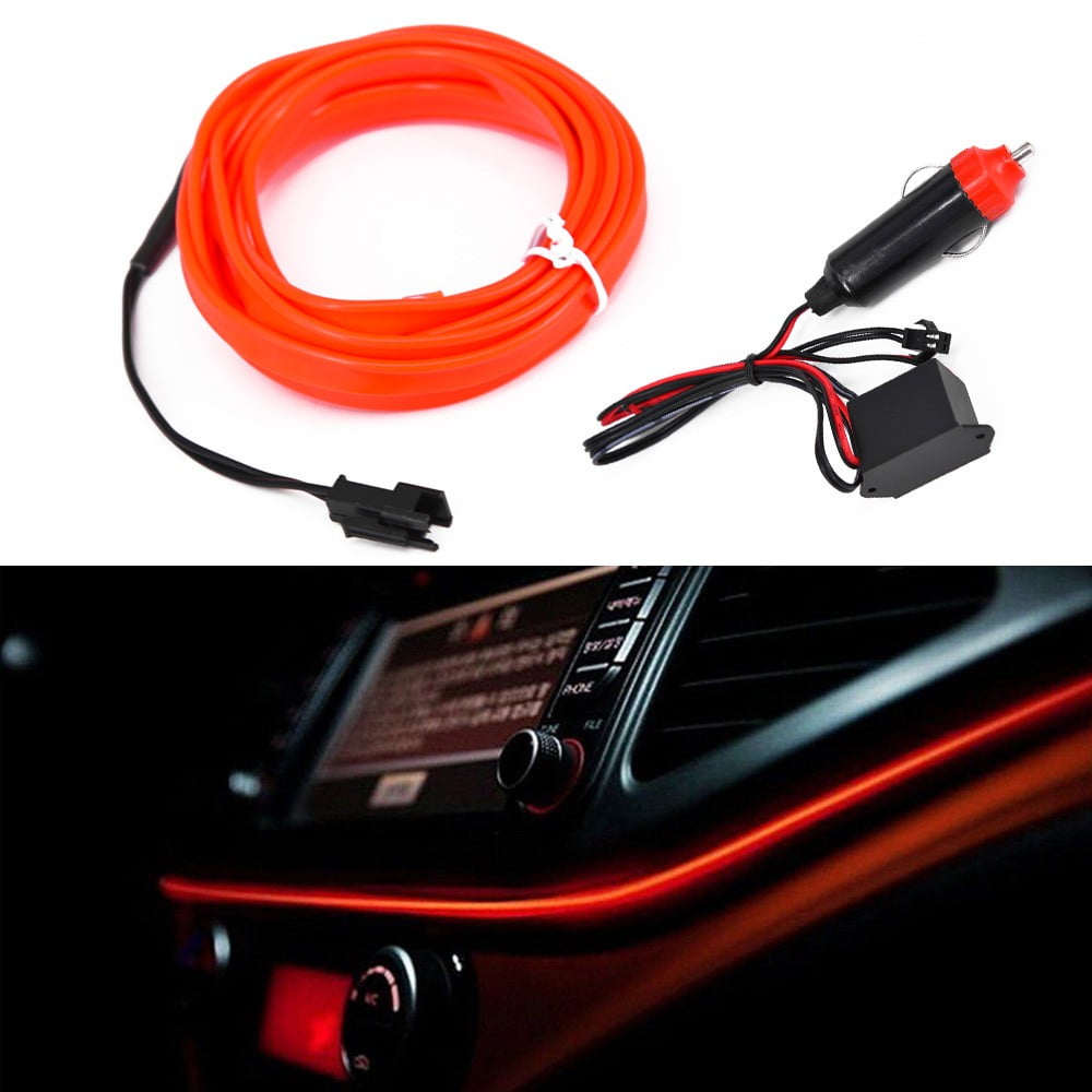 200cm Car LED Red Interior Light Strip Auto Decorative Atmosphere Wire Lamp 12V 