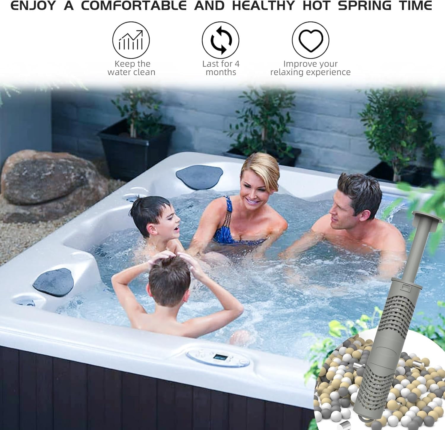 Hot Tub Silver Ion Cartridge - Spa Mineral Sticks for Hot Tub, Spa Silver Ion Cartridge, 2 Pack