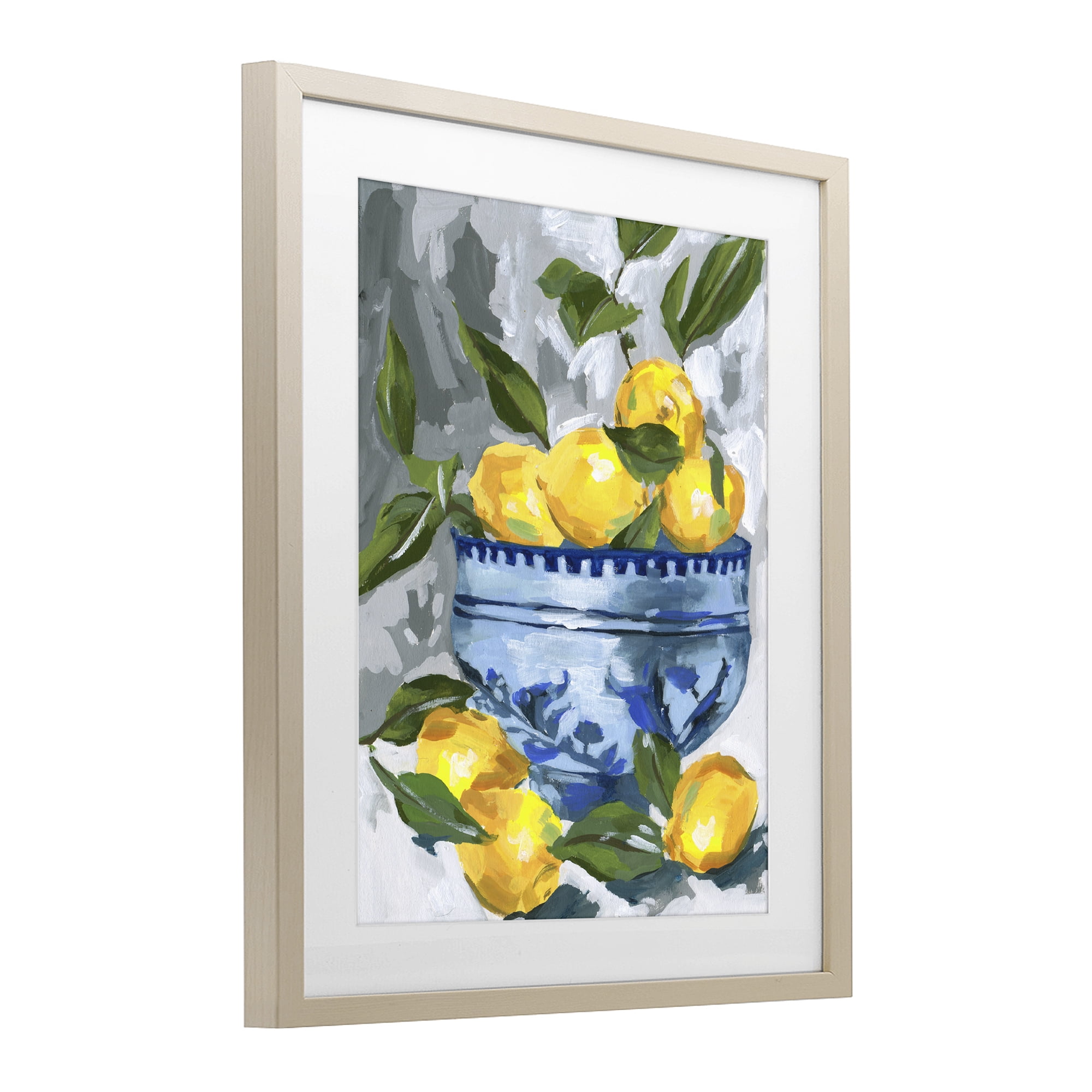 Stupell Industries Indigo & Lemon Bowl Birch Framed Print Under Glass, design by Melissa Wang