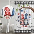 thumbnail image 4 of Shower Curtain Bathroom Set Patriotic Gnome Tree Branch Leaf Waterproof Fabric Shower Curtains with Grommets&Hooks, July 4th Star Buffalo Plaid Privacy Bath Curtain for Bathtub 36x72in, 4 of 9
