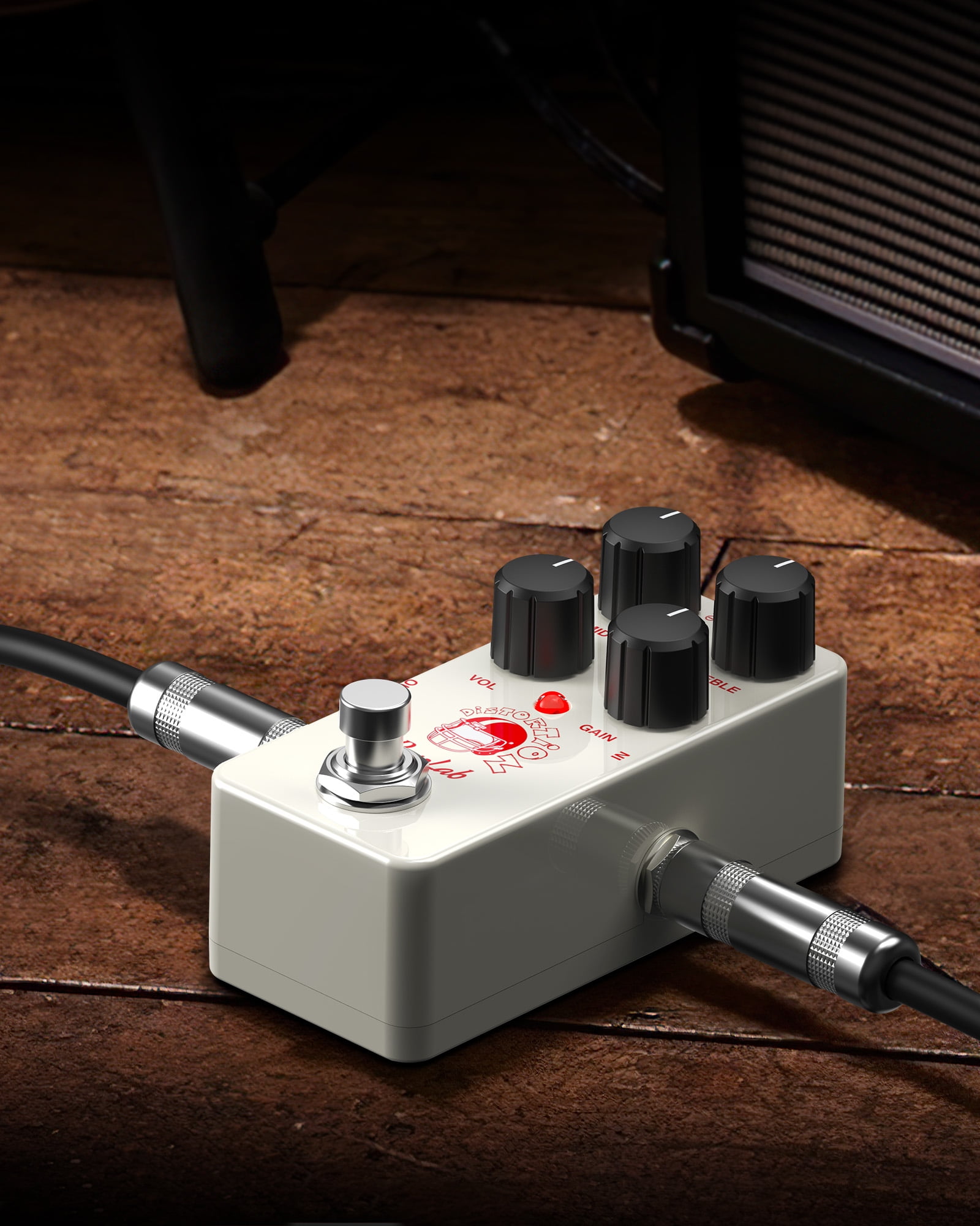 POGOLAB Distortion Guitar Pedal Mini Analog Distortion Pedal Two-Brand EQ Mid and Treble True Bypass DC 9V for Electric Guitar