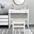 thumbnail image 3 of Costway Makeup Dressing Table Vanity Set Flip Mirror Stool W/ 2 Drawers White, 3 of 10