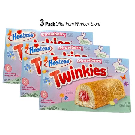 Hostess Twinkies Strawberry Flavoured, 8 Individually Wrapped Sponge Cakes, 10.86 oz (3 Pack) offer from Winrock Store