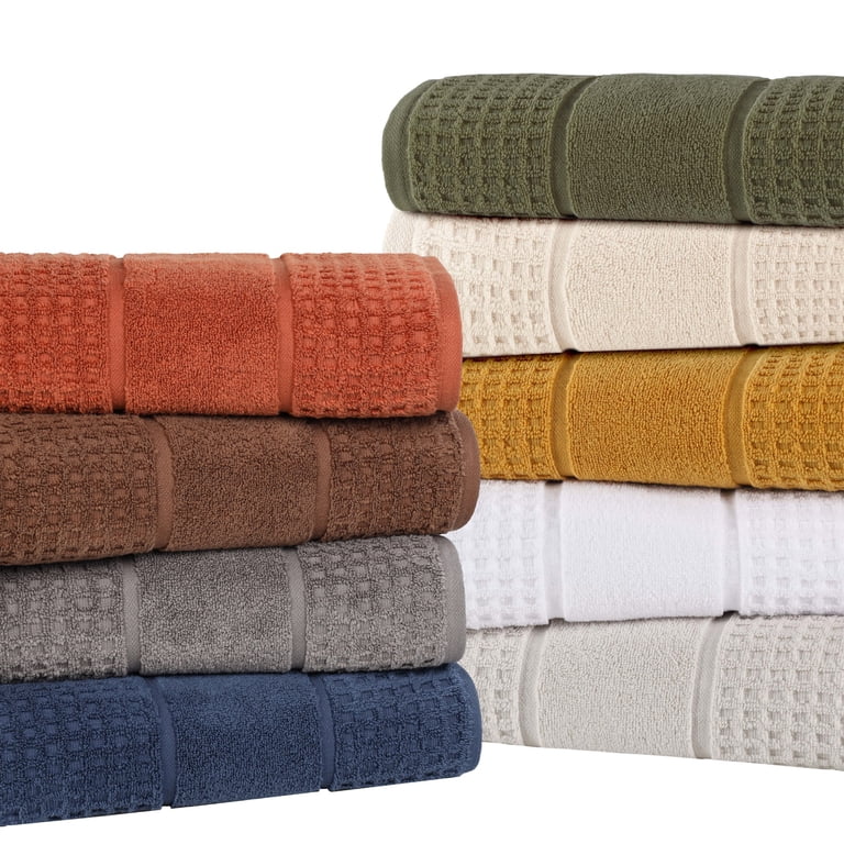 Superior Zero Twist 12-Piece Cotton Face Towel Set, Waffle Border