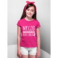 thumbnail image 3 of Breast Cancer Support Christian My God is Stronger Youth T-shirt, XL, Cyber Pink, 3 of 5
