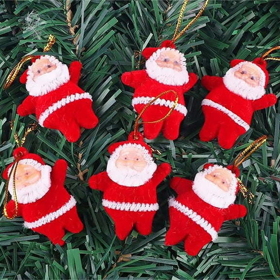 JeashCHAT Christmas Ornaments 6 Pcs Cute Mini Santa Claus Hanging Ornaments Christmas Decorations Christmas Tree Decor Plush Santa Claus Doll Christmas Gifts, Red