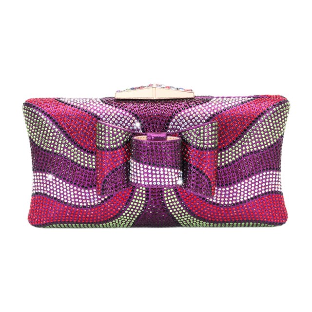 Bolso de mano con brillantes diamantes de imitación, bolso de noche para mujer, bolso de hombro con correa, bolso de mano con purpurina para novia Violeta