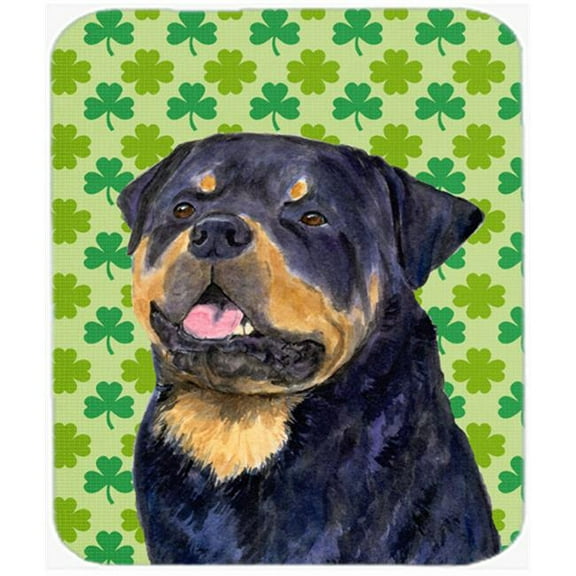 Rottweiler St. Patricks Day Shamrock Portrait Mouse Pad, Hot Pad Or Trivet