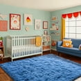 thumbnail image 4 of ZENELESS Fluffy Area Rugs for Living Room,4x6 Shag Rectangular Carpets for Bedroom Cobalt Blue, 4 of 8