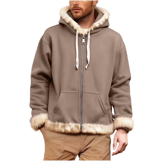 Rain Jacket for Men, Warm Composite Flannel Coat with Christmas Colorblock