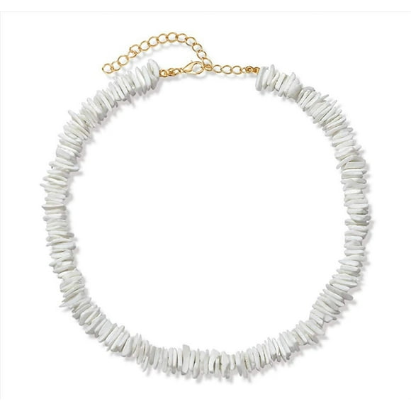 Puka Shell Necklace for Women Boho Tropical Hawaiian Beach Puka Shell Surfer Jewelry Mens Womens,1 * shell necklace,white