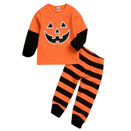 

Inevnen Newborn Baby Boys Girls My 1st Halloween Clothes Pumkin Long Sleeve Top Long Pants Outfits