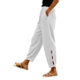 thumbnail image 2 of ClodeEU Women's Waffle Knit High Waisted Pants with Pockets ,Casual Loose Cropped Trousers ,Women's Plus L, 2 of 6